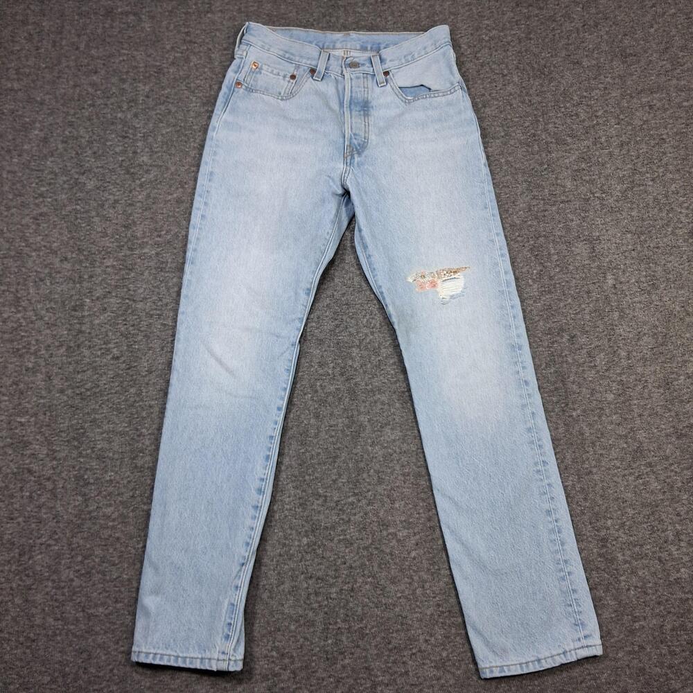 Levis 501 150th Anniversary Jeans Mens 32x32 Blue Denim Straight Leg Distressed